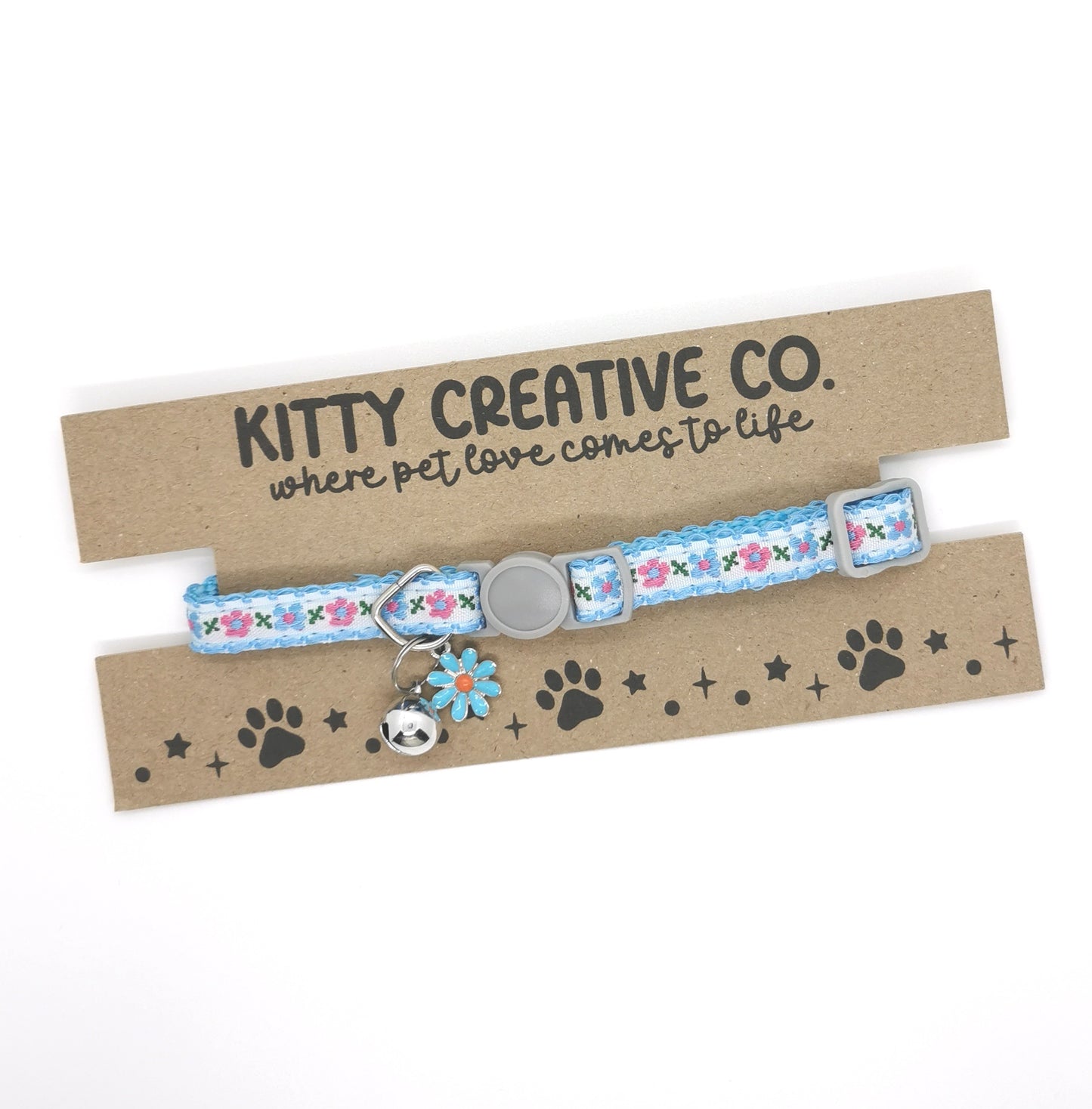 Blue Floral Cat Collar