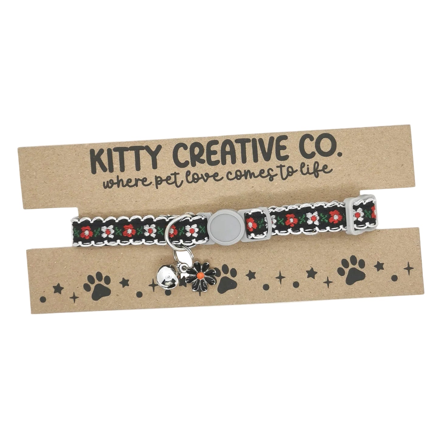 Black Floral Cat Collar