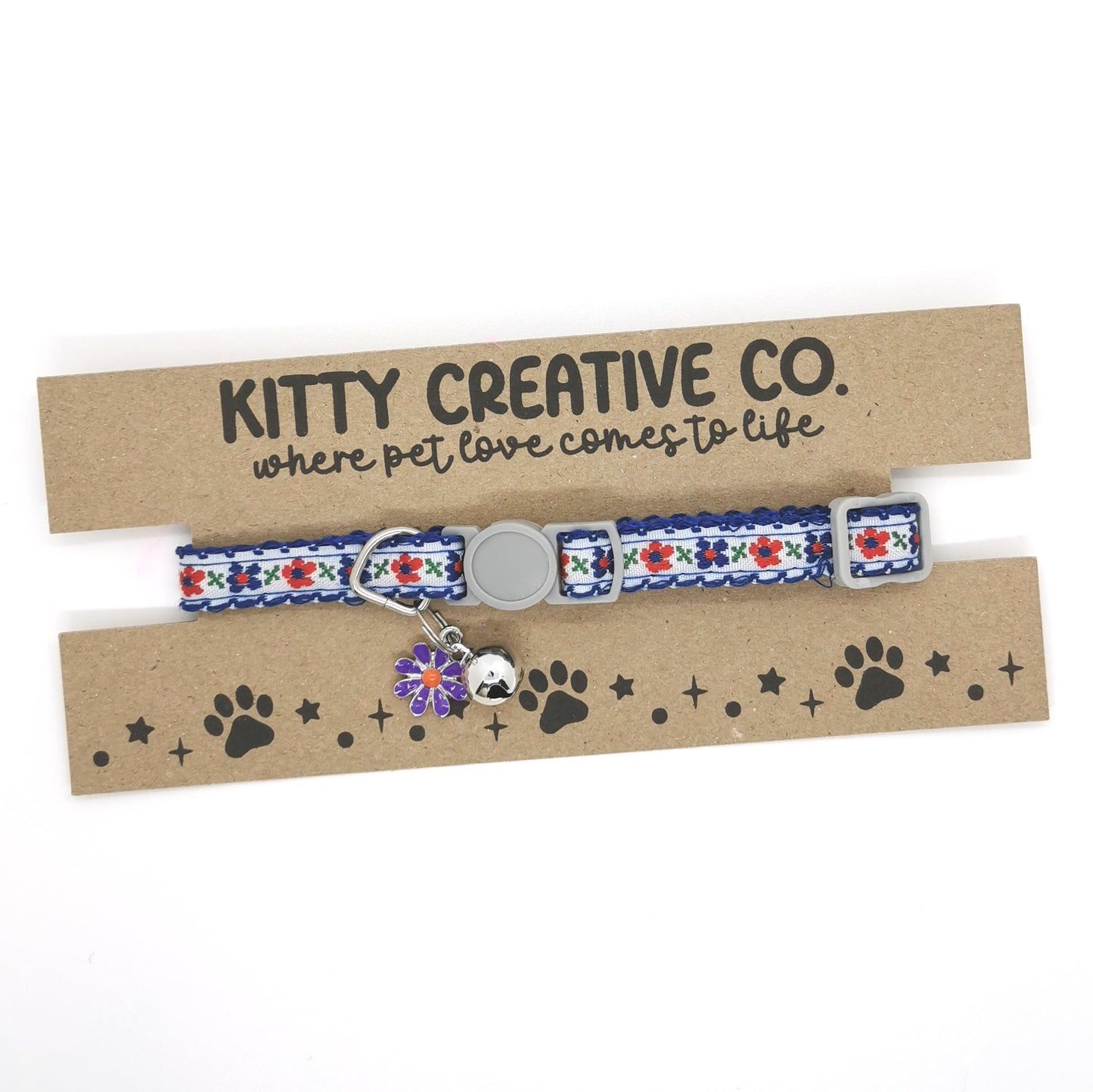 Blue Floral Cat Collar