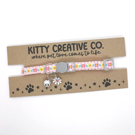 Light Pink Floral Cat Collar
