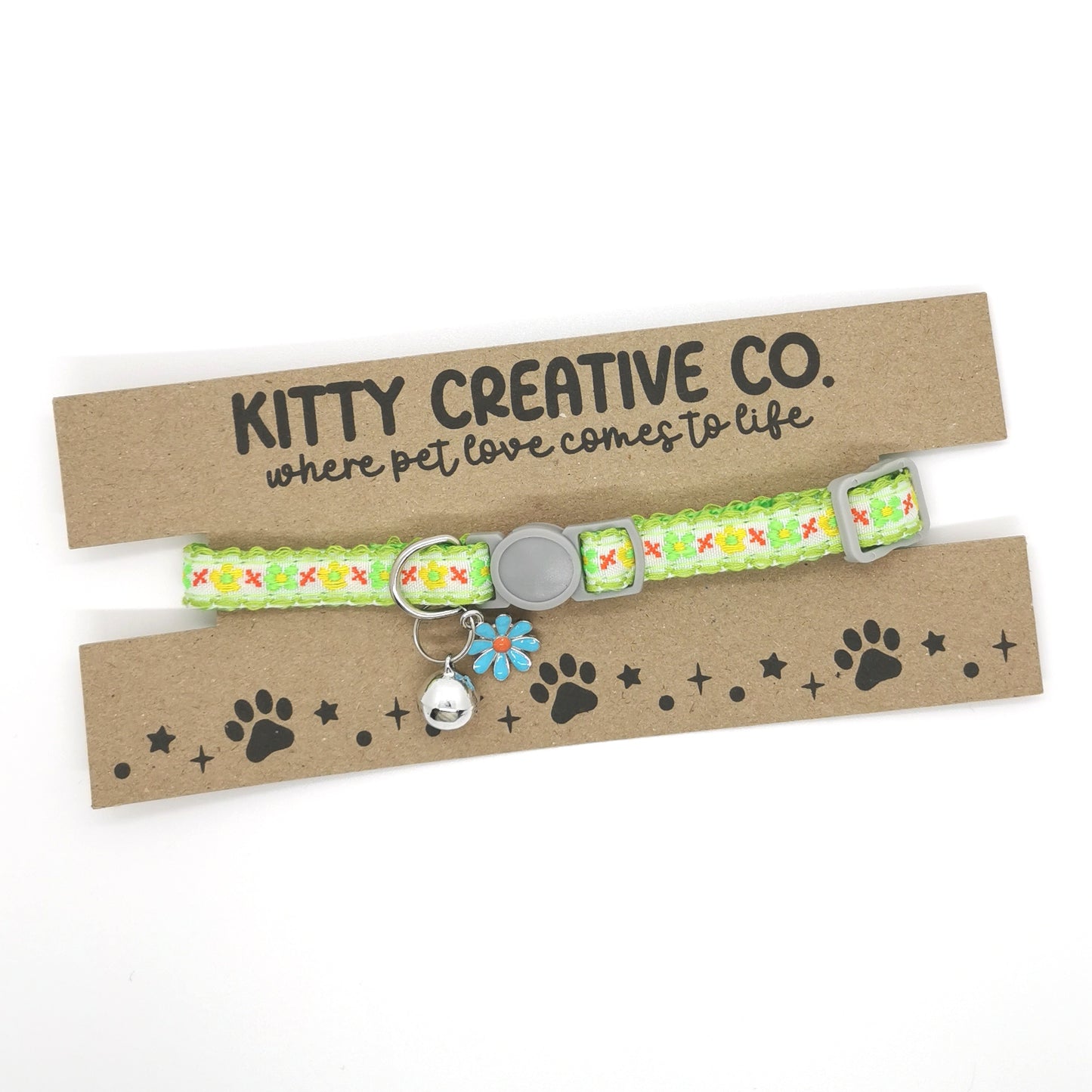Green Floral Cat Collar