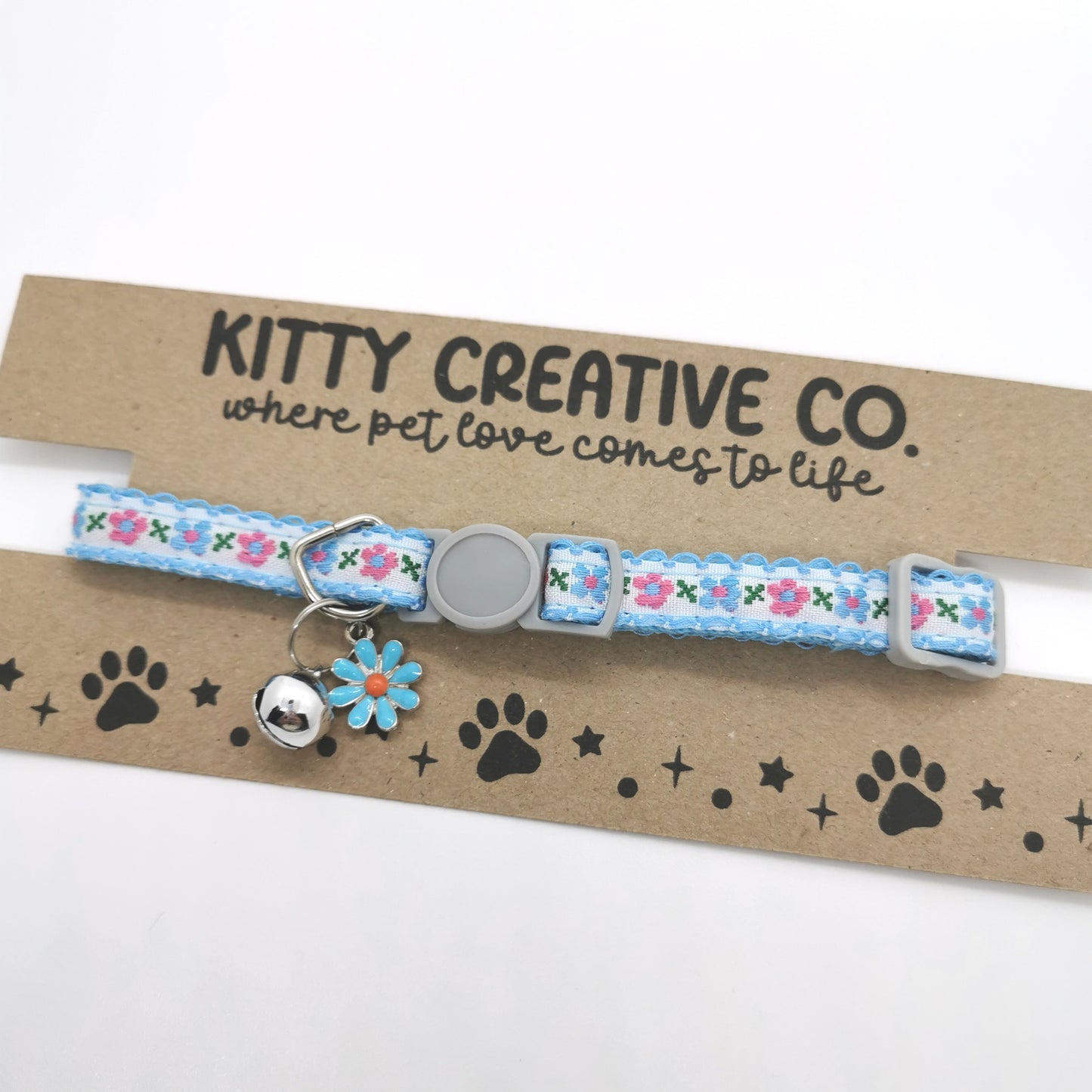 Blue Floral Cat Collar