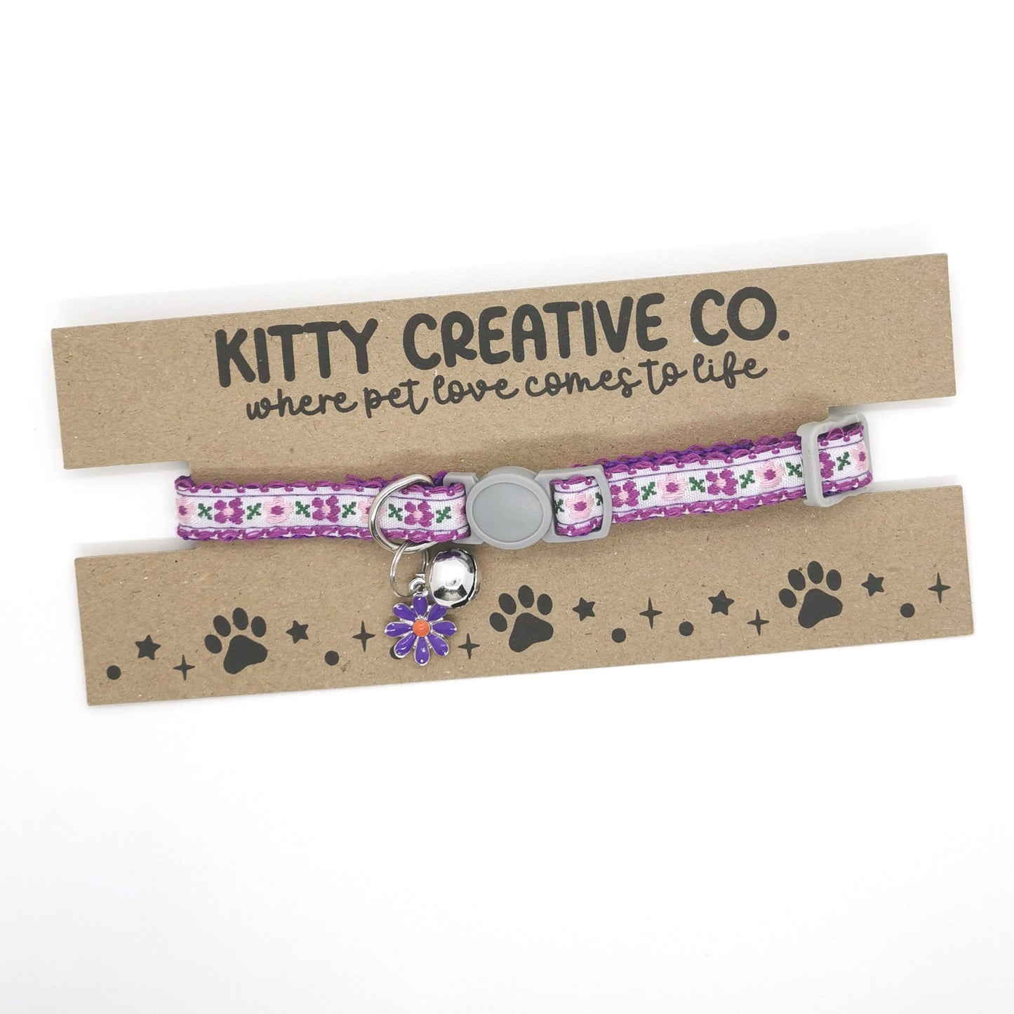 Purple Floral Cat Collar