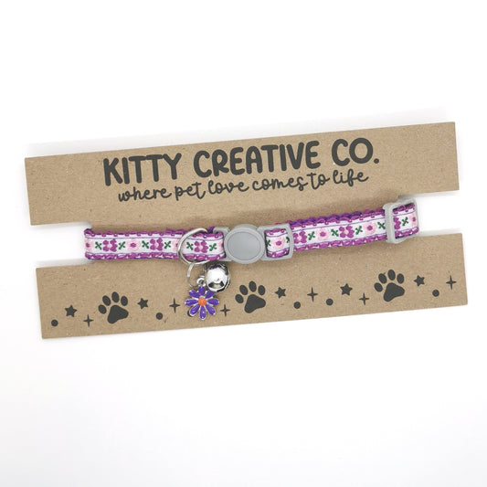 Purple Floral Cat Collar