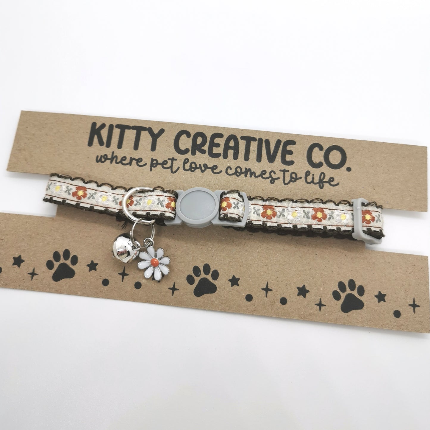 Brown Floral Cat Collar