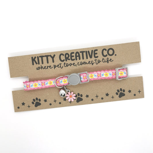 Pink Floral Cat Collar