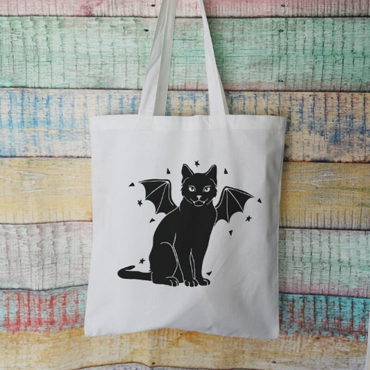 Vampire Cat Cotton Tote Bag