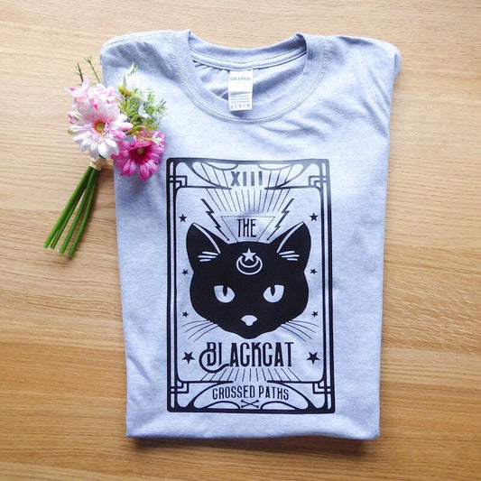 The Black Cat Tarot Card T-Shirt