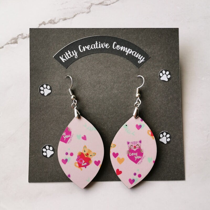 Valentines Cat Earrings