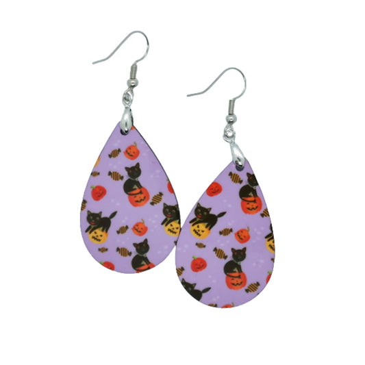 Witch Cat Teardrop Earrings