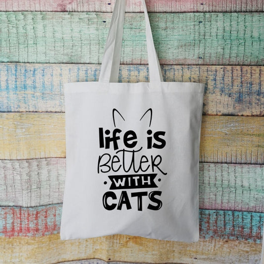 Life Is Better With Cats Cotton Tote Bag