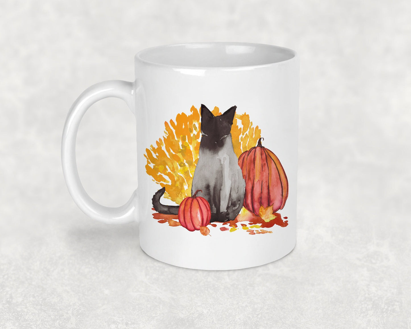 Cat With Pumpkins Mug