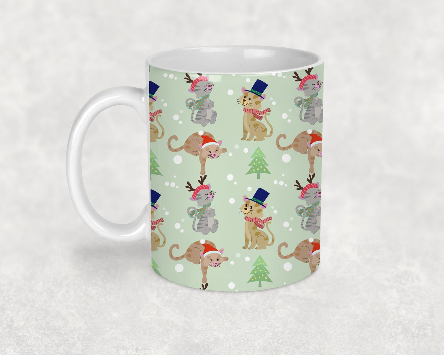 Green Christmas Cats Mug