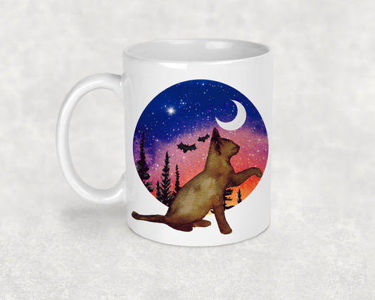 Halloween Night Sky Cat Mug