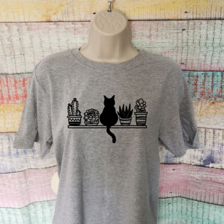 Cat and Succulent Shelf T-Shirt