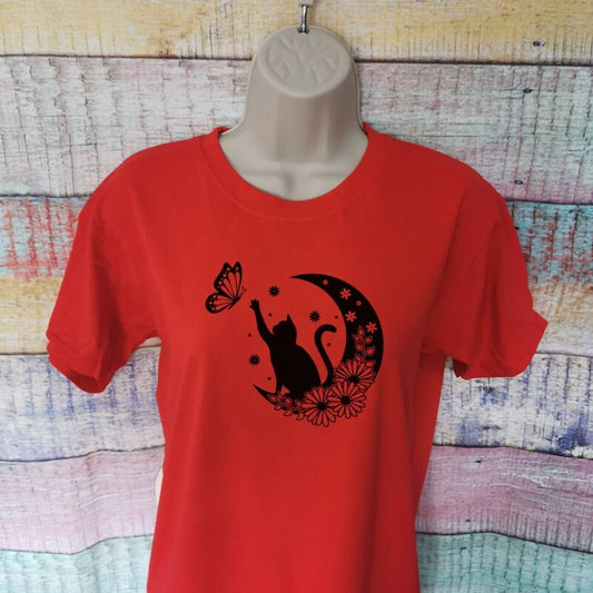 Cat Moon and Butterfly T-Shirt