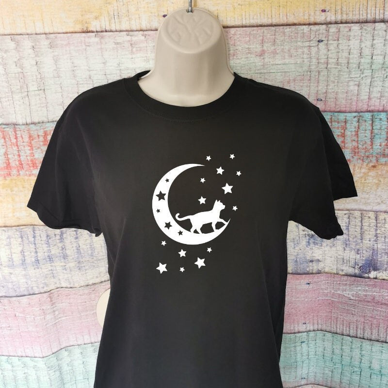 Cat Moon and Stars T-Shirt